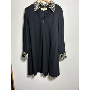 Vintage Laura Madrigano Wool Animal Print Collar & Sleeves Dress Size 14